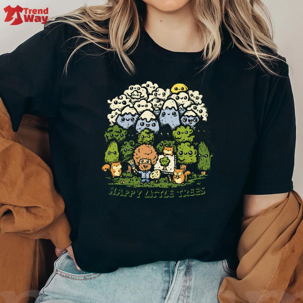 Official Happy Little Trees Bob Ross T-Shirt ladies tee