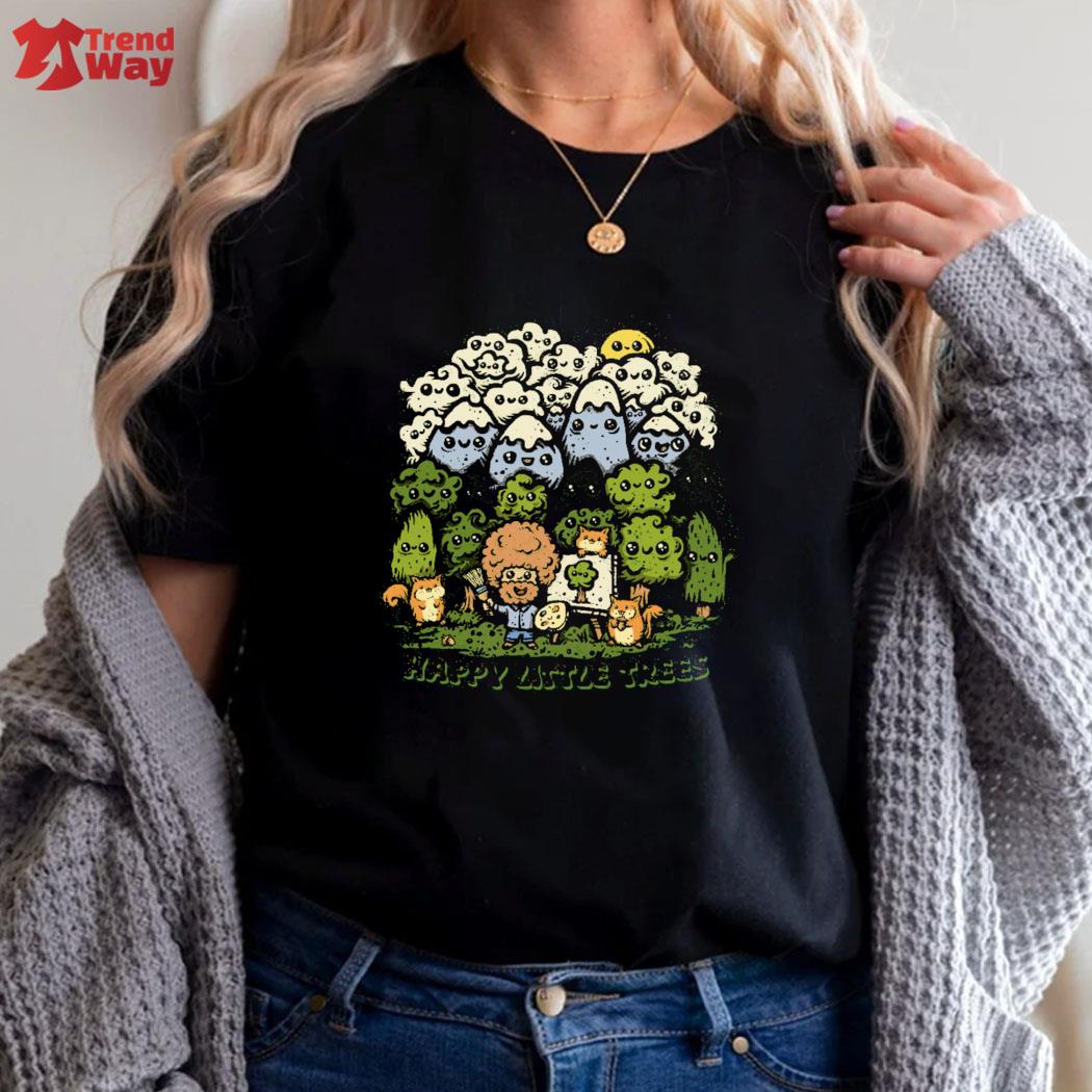 Official Happy Little Trees Bob Ross T-Shirt women shirt