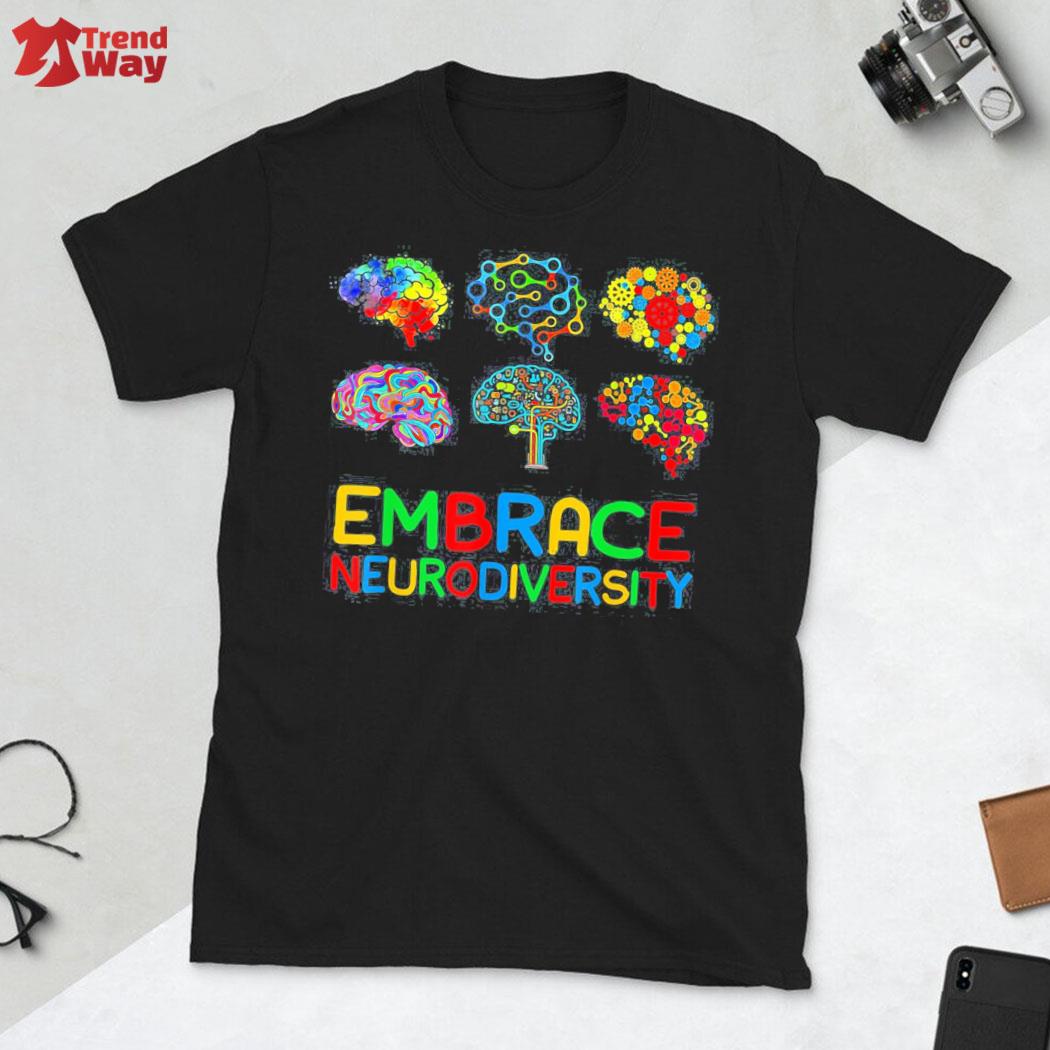 Awesome embrace neurodiversity adhd autism awareness brain support retro t-shirt