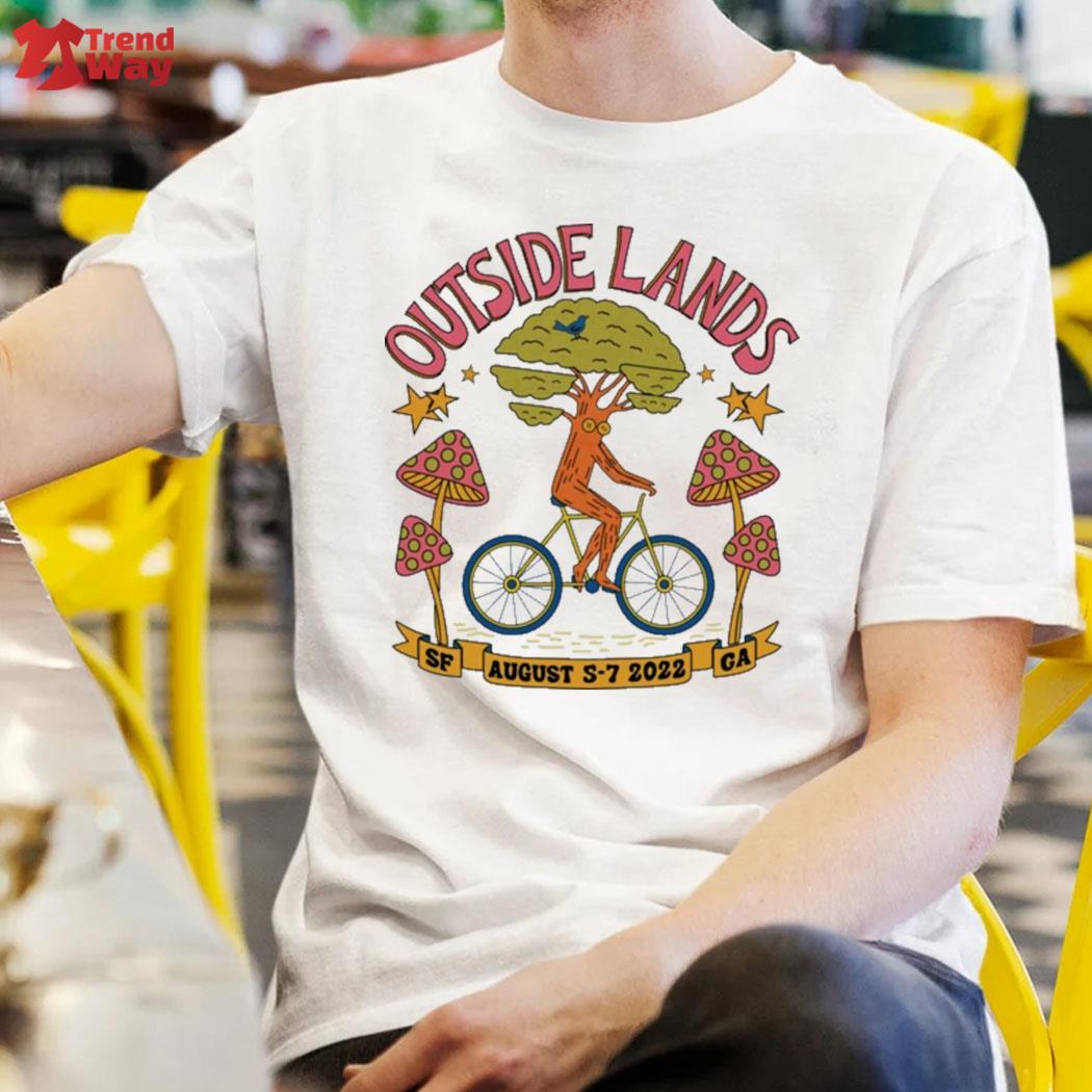 Official outsidelands merch tree cycle event sf august 5-7-2022 ga mushroom star t-shirt