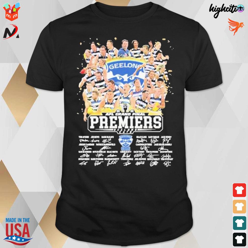 2022 Afl Grand Final Premiers Geelong Cat Team Signatures t-shirt