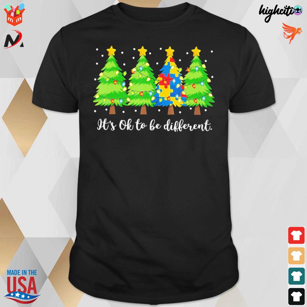 It's ok to be different christmas tree t-shirt
