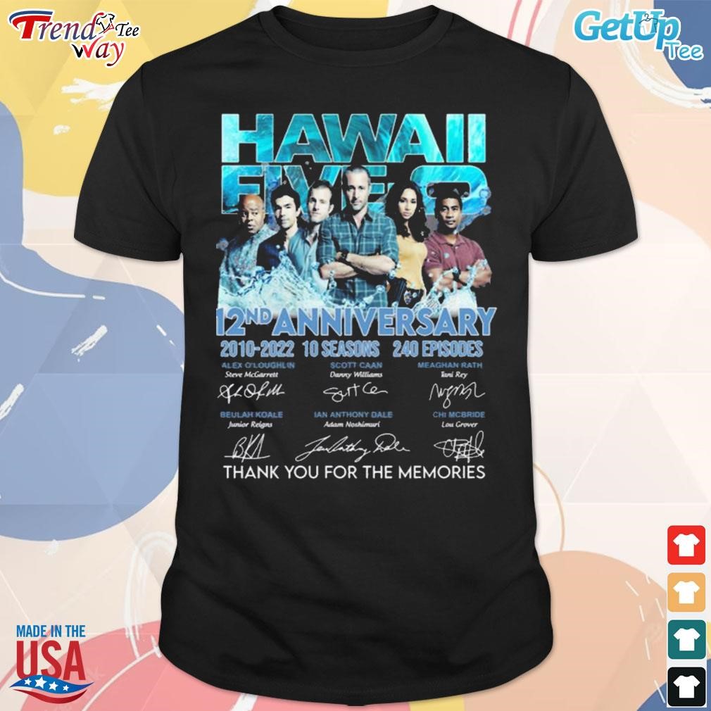 Hawaii five-o 12th anniversary thank you for the memories signatures Chicago fire 90s vintage t-shirt