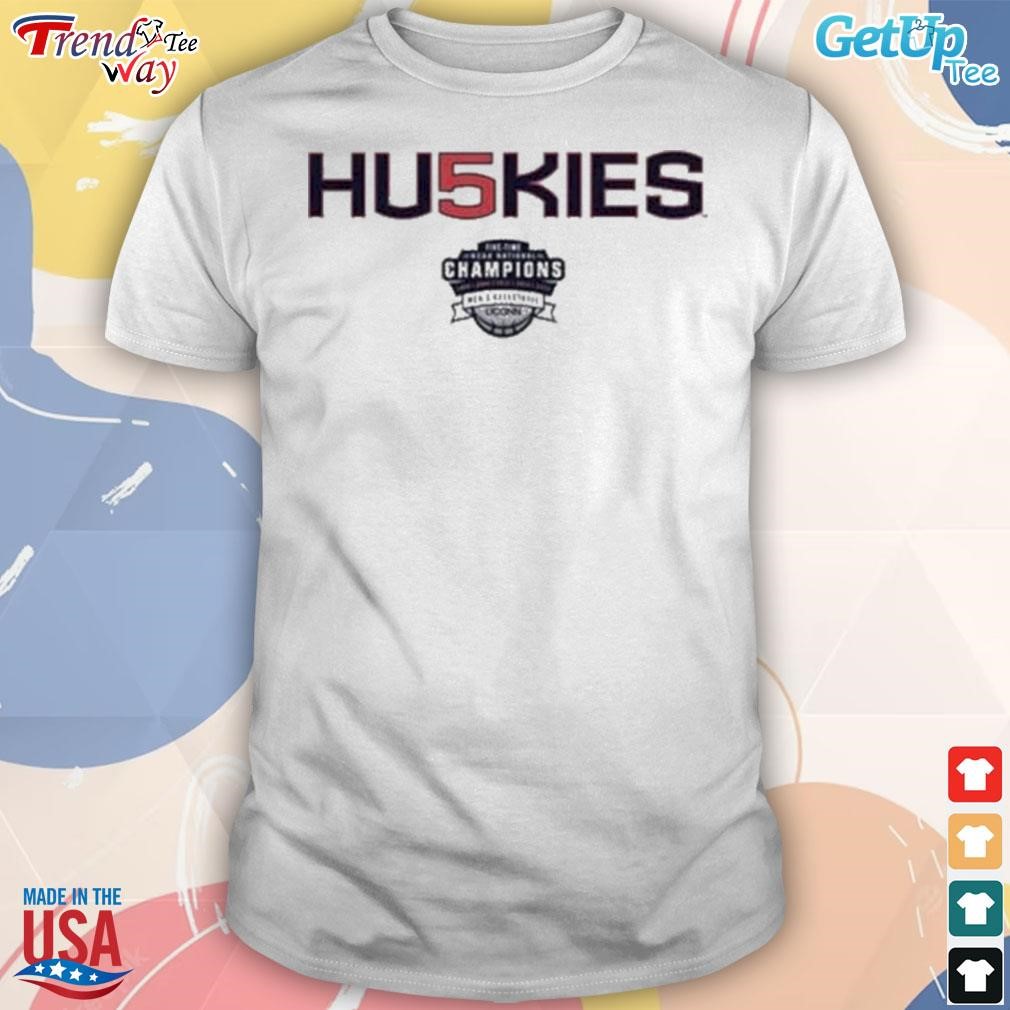 Uconn Huskies Huskies five-time national champions t-shirt