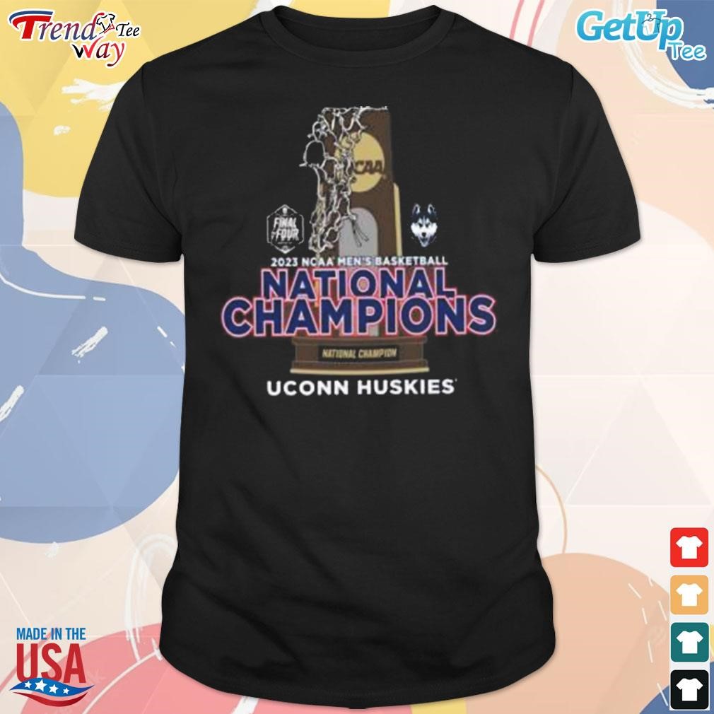 Uconn Huskies final four 2023 ncaa men's basketball trophy champions t-shirt