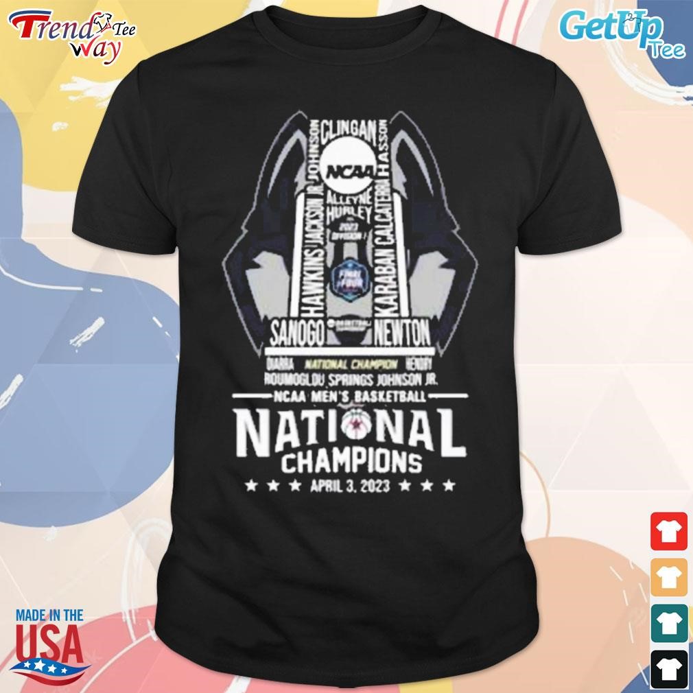 Uconn Huskies national champions ncaa men's basketball trophy 2023 t-shirt